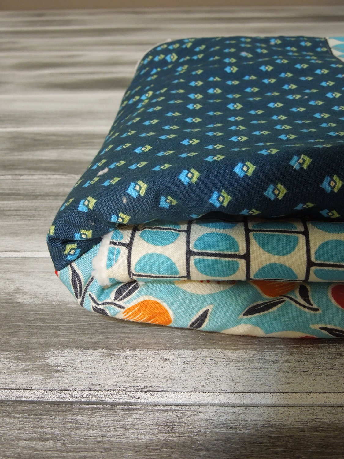 Baby Boy Modern Quilt/Blanket - the QUILANKET - Soft minky fleece backing (ready to ship) - Lil Boy BLue - Blue Red Cream