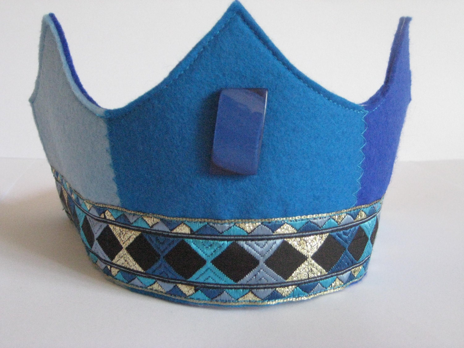 Wool Felt Crown in Blues,  Waldorf-style Birthday Crown