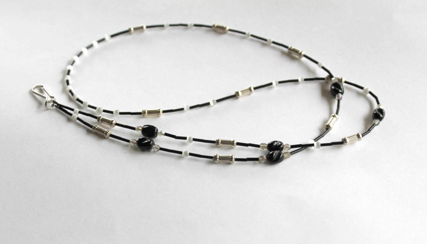 Black white silver id lanyard badge holder