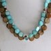 Blue and brown mother-of-pearl 2-stranded necklace with Swarovski crystals