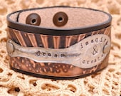 Copper Bracelet Cuff with Stamped Ice Cream Spoon on Leather Dream Imagine Create
