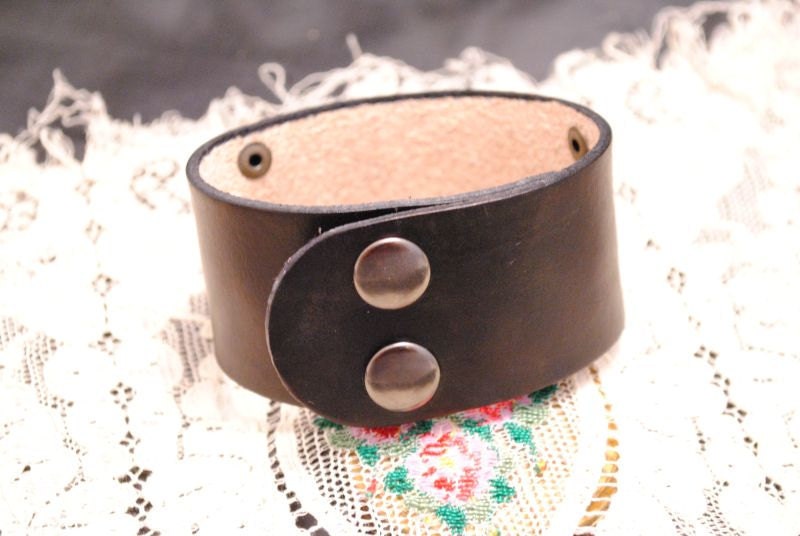 Etched Copper Bracelet Leather Cuff Get Carried Away