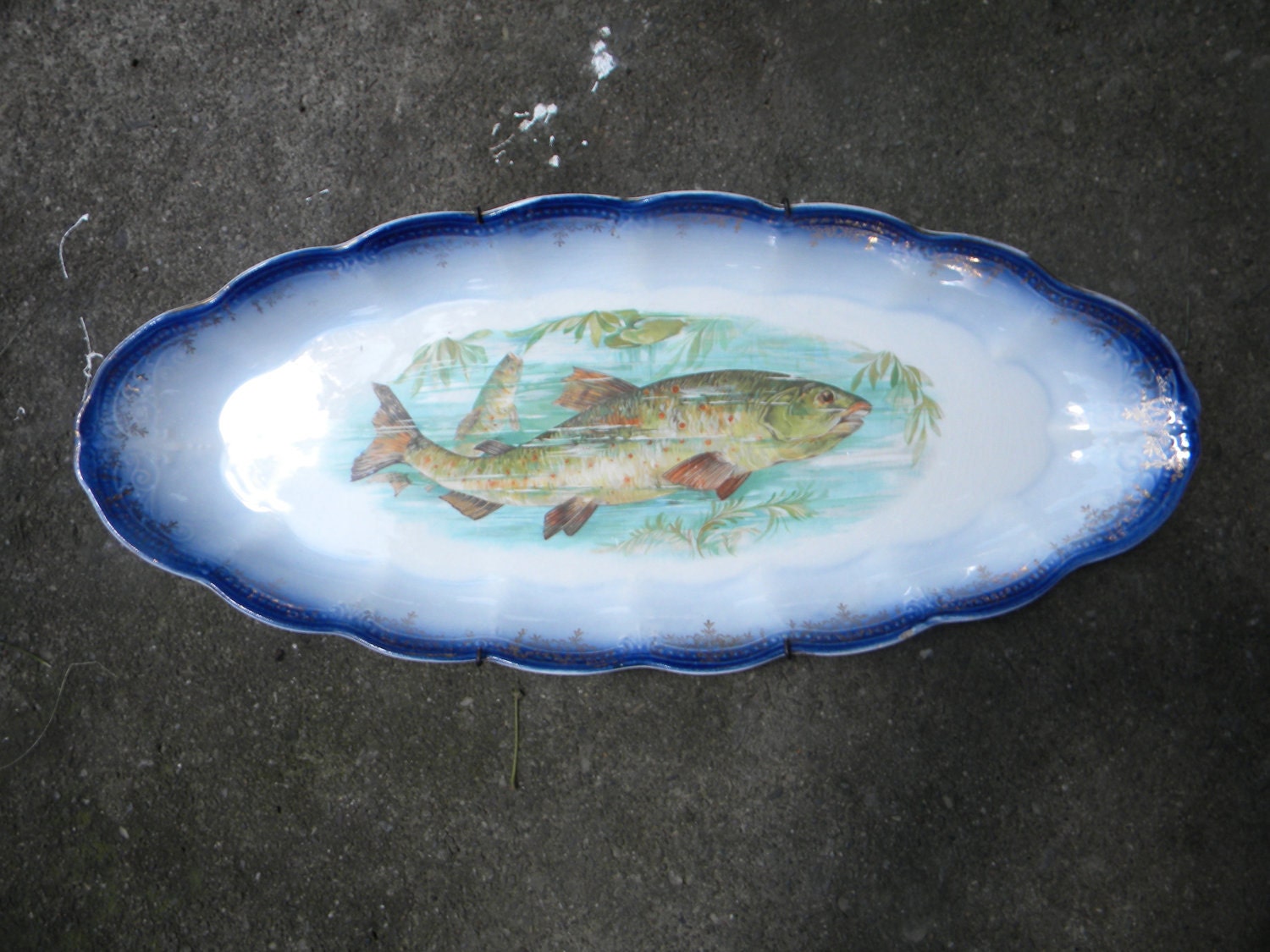vintage antique 30s 40s LIMOGE FISH PLATTER plate by score571