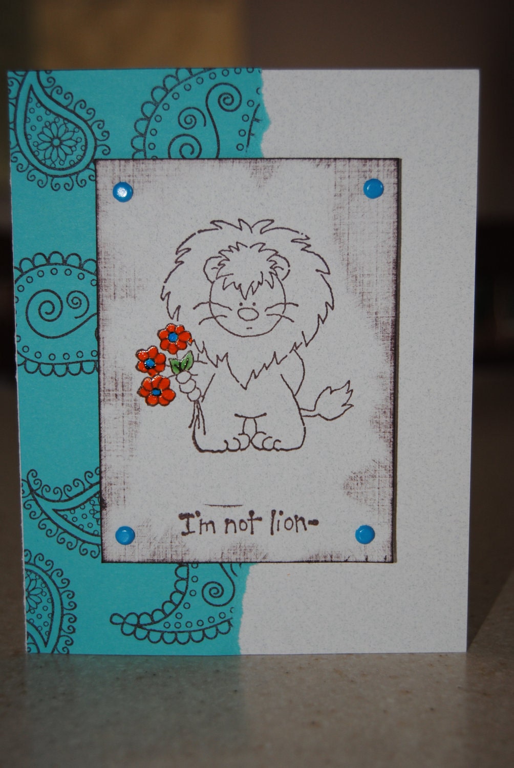 Handcrafted Lion Friendship/Love Card