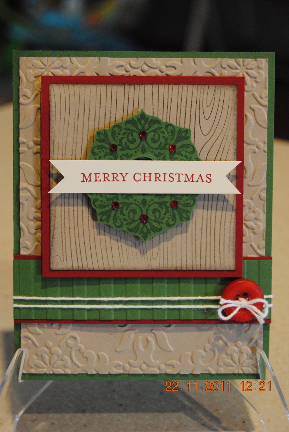 Traditional Wreath Christmas Card - Handcrafted