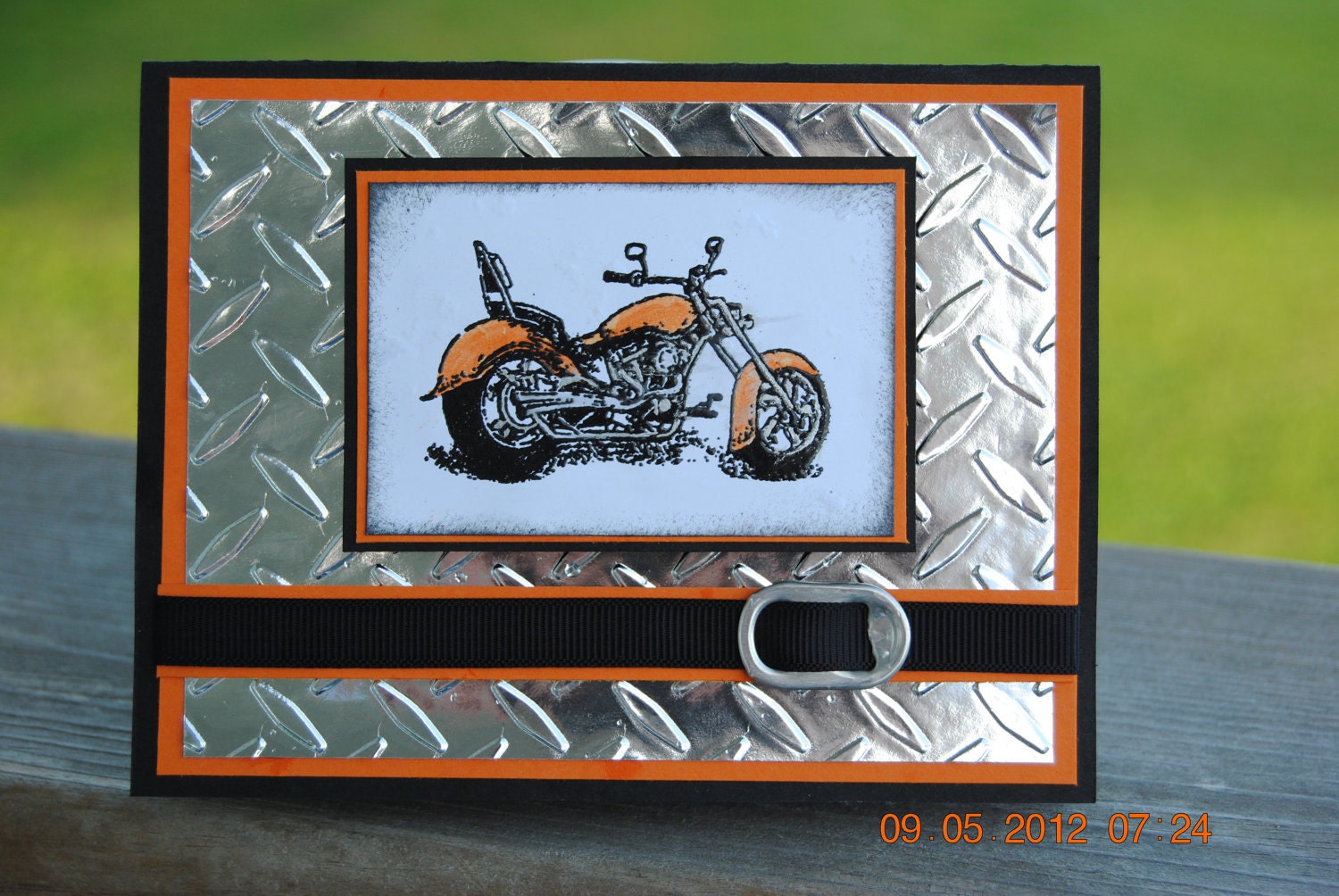 Handcrafted Masculine Motorcycle Harley Colors Father's Day, Birthday, Love,Thinking of You Card