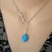 Silver Necklace -- Turquoise and Branch Lariat Necklace