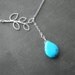Silver Necklace -- Turquoise and Branch Lariat Necklace