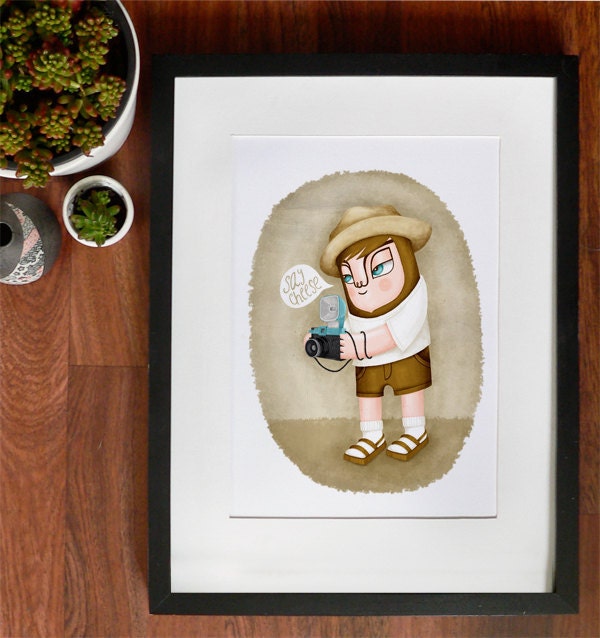 Illustration art print - size A4 8"x10" - The tourist