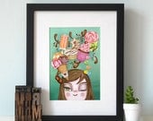 Digital illustration art print - size A4  8"x10" - Yummy