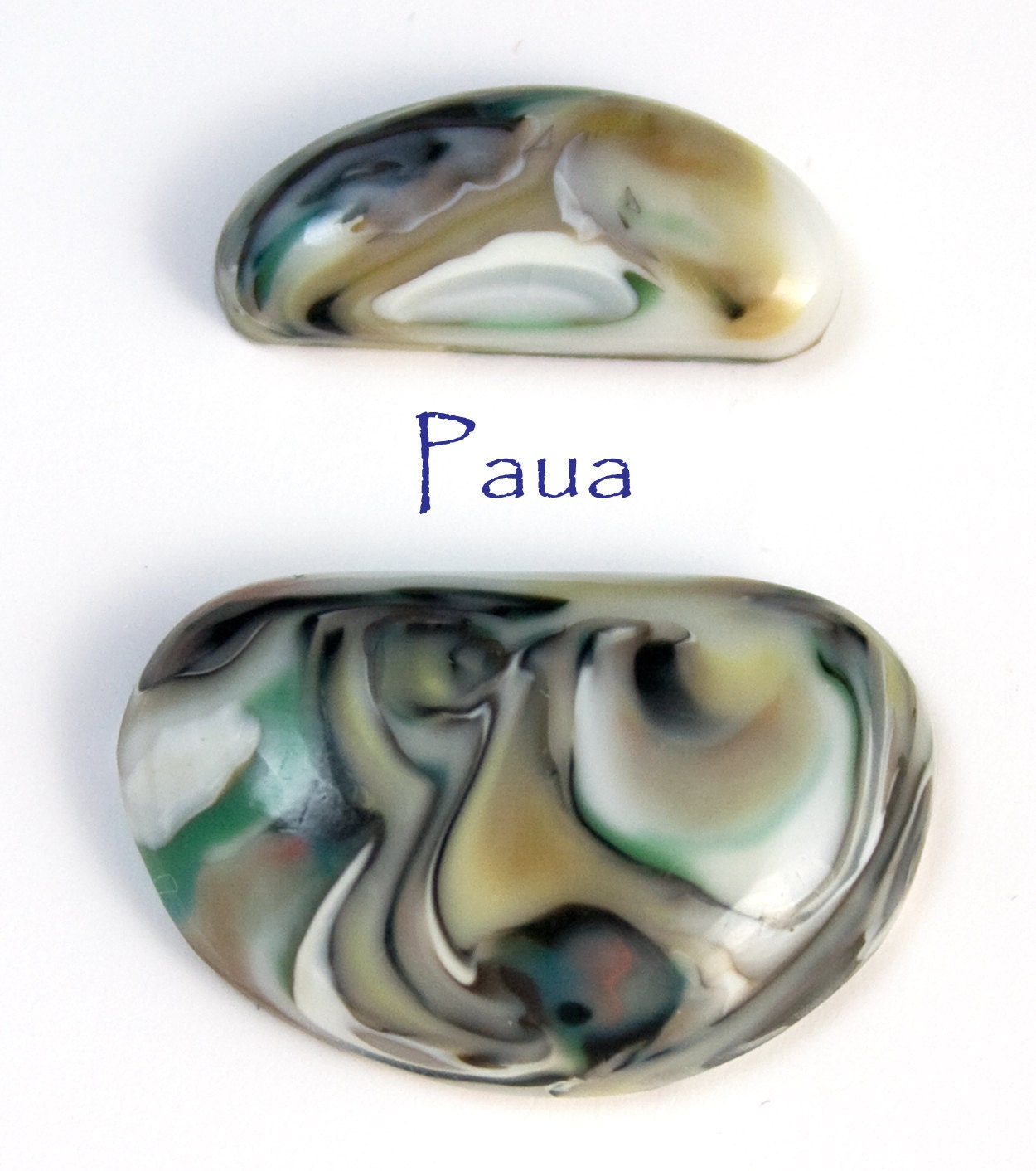 SALE  Handcrafted Glass Cabochon - Paua