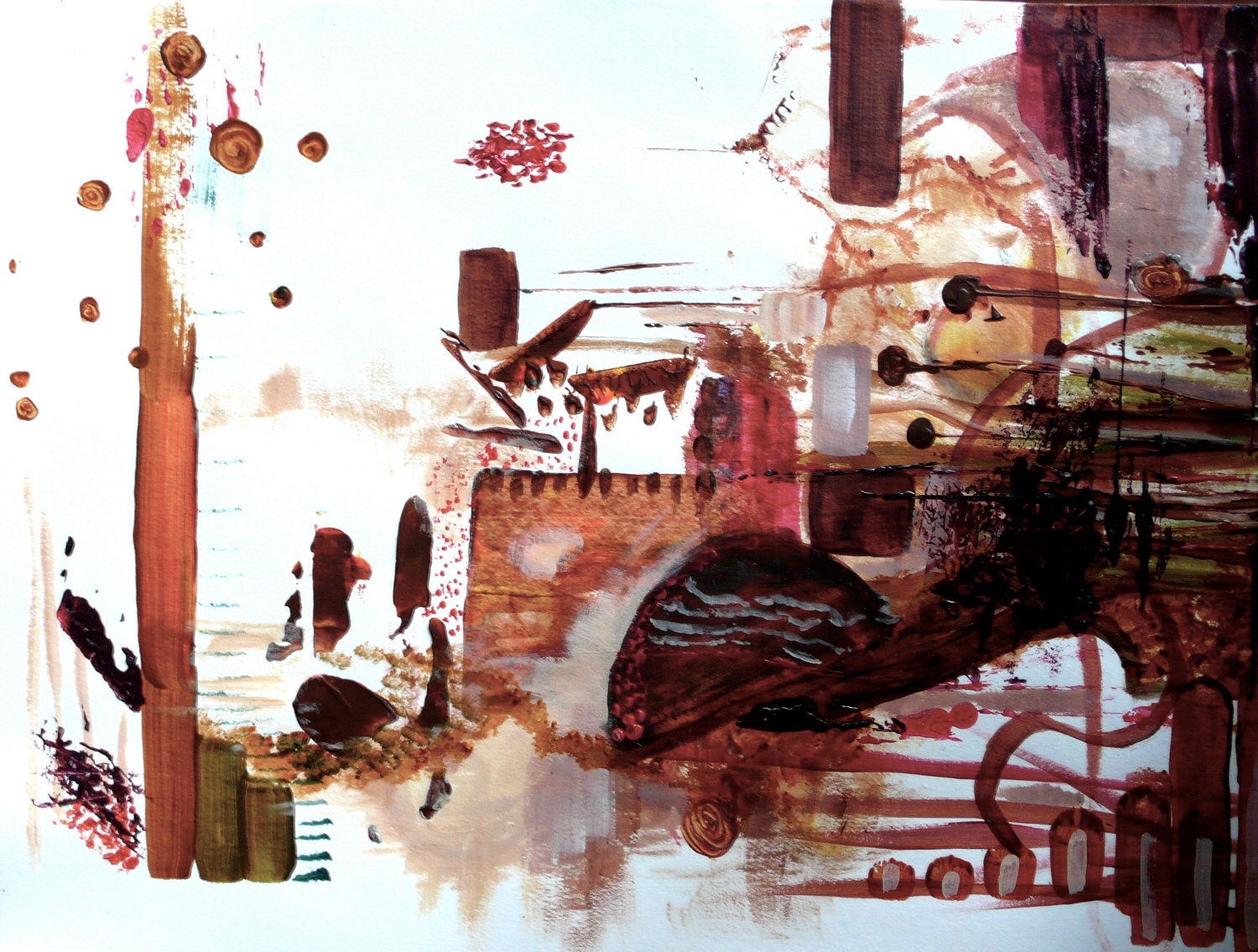 Brown and Red Machine City art print - 8x10