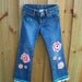 SALE / Upcycled - recycled jean for girls/embellished jeans/repurpose denin/ size 6.