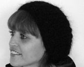 Hand Knit Winter Black moher beret, Autumn, warm hat,Tedy hat,handmade hat
