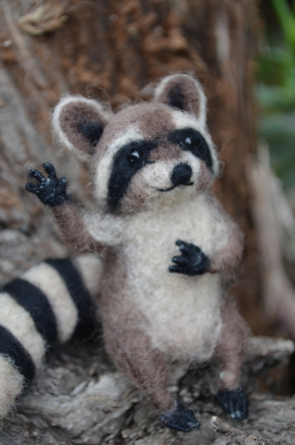 Mr. Mapache - Raccoon - My dear little friend - Needle felted animal, red fox animal, figure of collection ready to ship