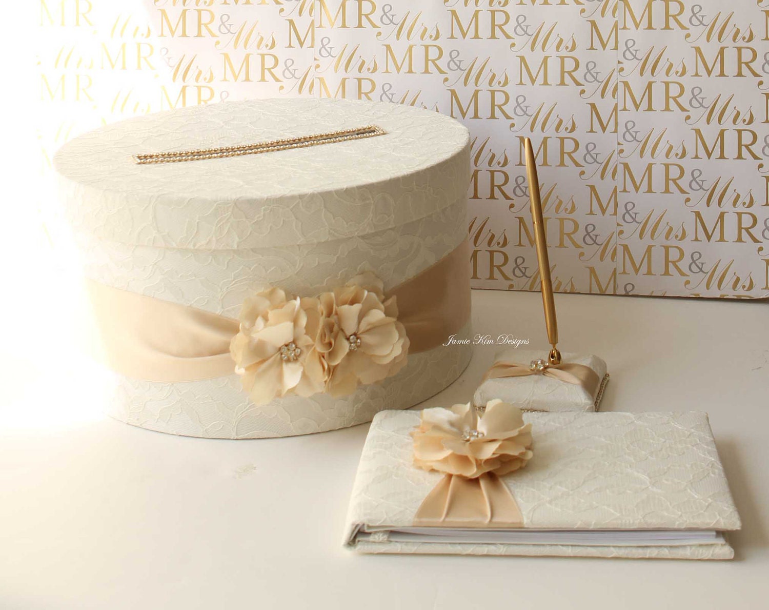 Wedding Card Box Money Box Guestbook and Pen set