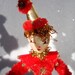 RESERVED for Stephanie Spun cotton ornament Vintage craft Girl with a Christmas Bell OOAK original art figure