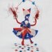 Spun cotton & Chenille patriotic ornament a Vintage craft OOAK original by jejeMae