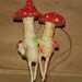 Spun cotton mushroom family feather tree ornament OOAK Vintage Craft by jejeMae