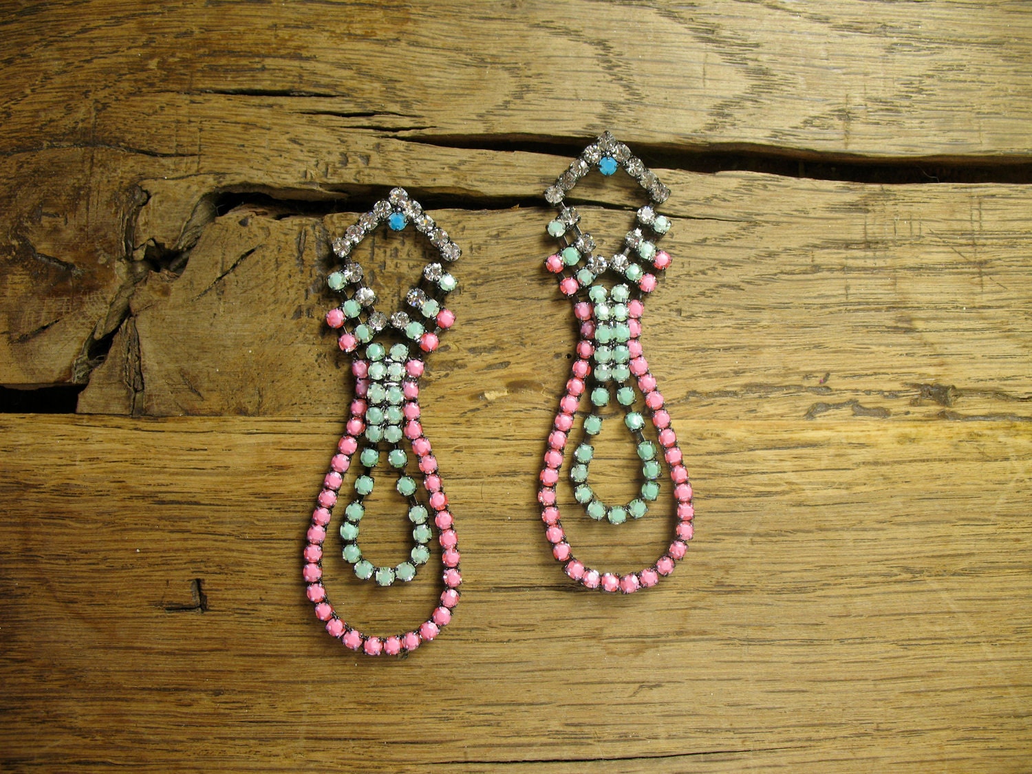 Sorbet Pastel Peach, Mint Green and Turquoise Drop Earrings