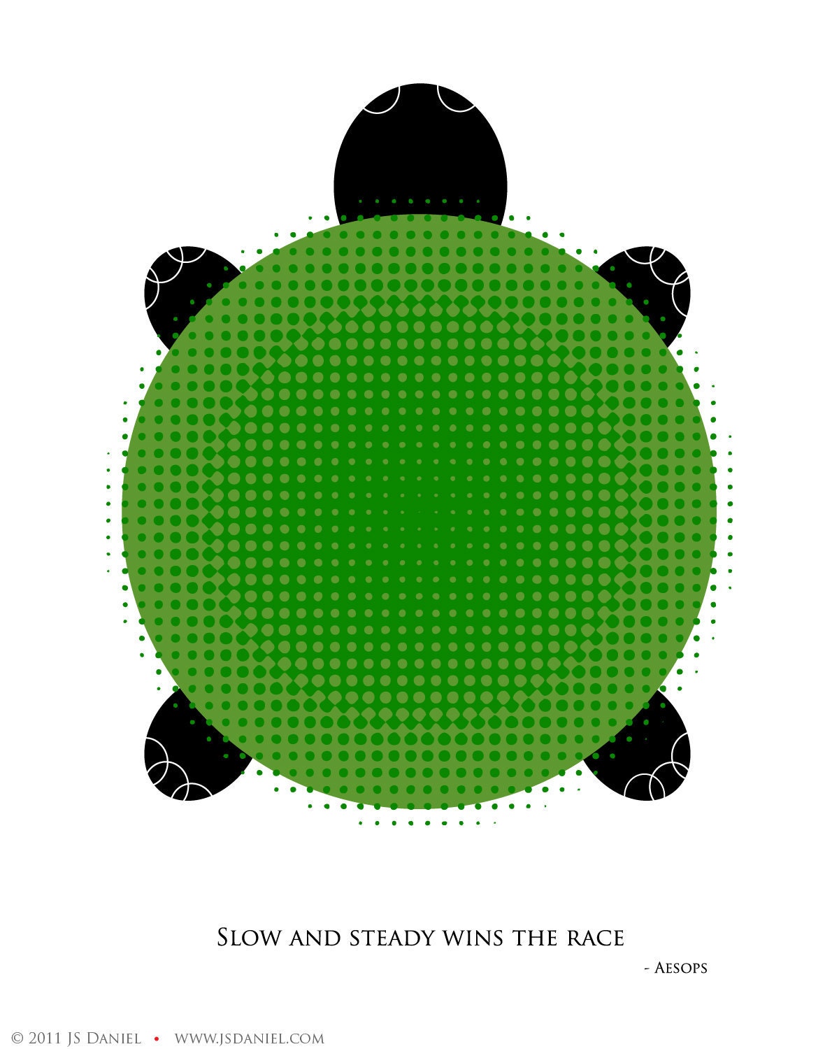Slow and steady wins the race quote illustration wall art print