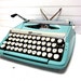 Vintage Typewriter Turquoise Blue Smith Corona Corsair DeLuxe Manual Baby Blue Typewriter