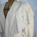 Vintage Italian White Leather Eyelet Ruffle Trim Jacket