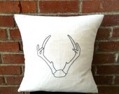 Embroidered Pillow Cover - Oh Deer, Antlers - Accent Pillow