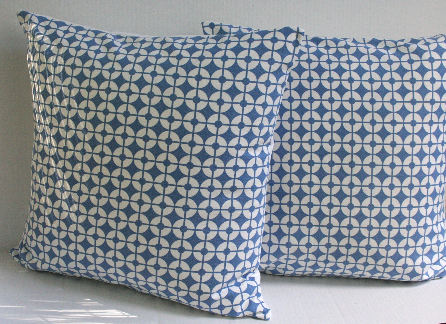 Accent Pillow Cover - Modern Geometric in Blue and White