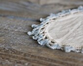 Vintage Blue Cream Doilies Pair Set Of Two