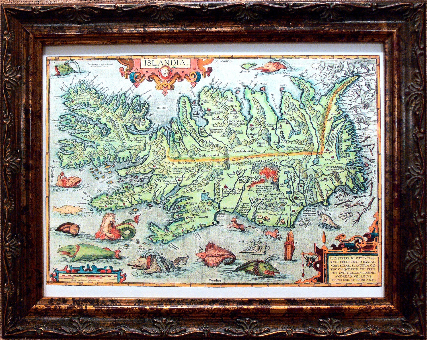 Iceland Map Print of a 1585 Map on Watercolor Paper