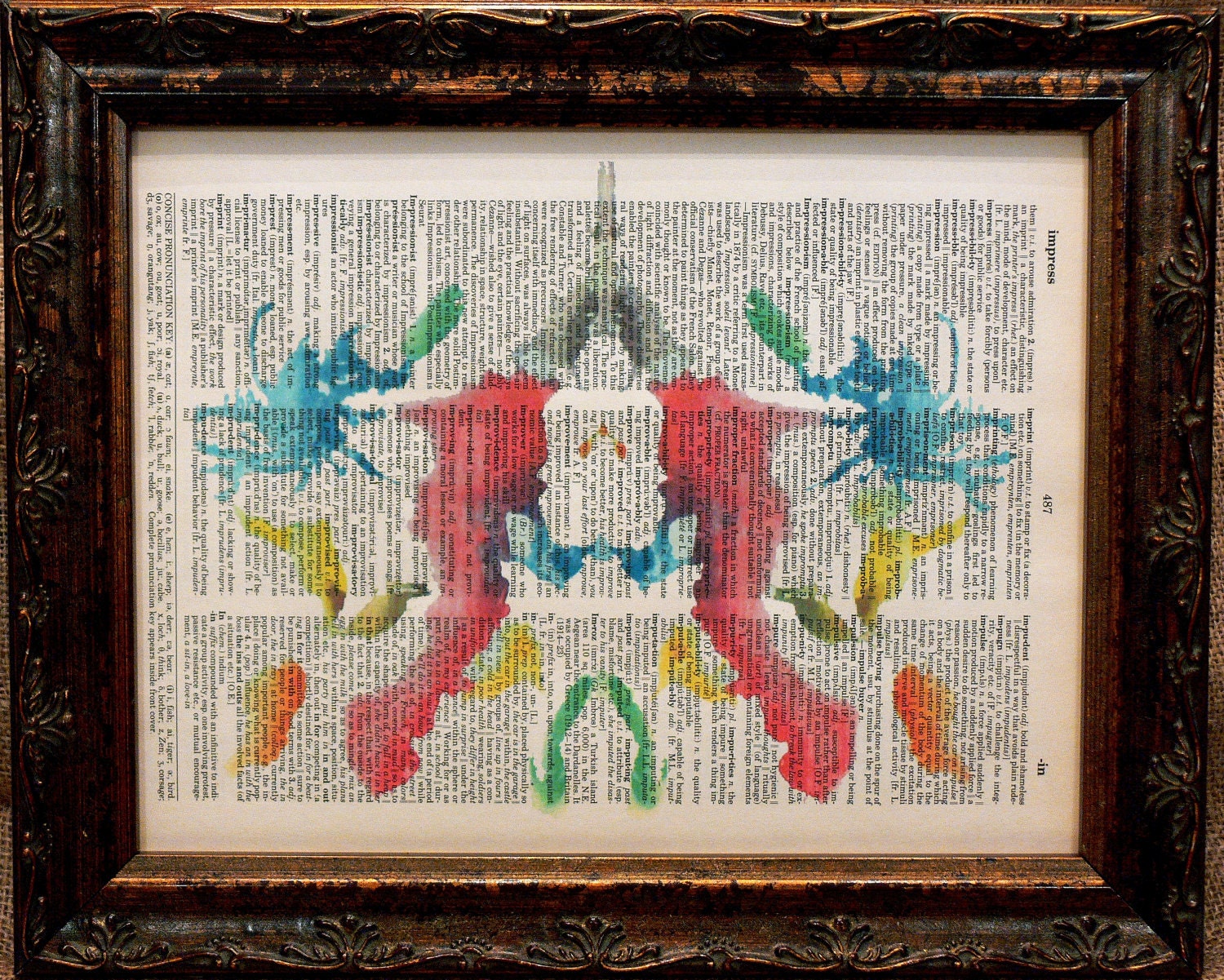 Rorschach Ink Blot 10 Art Print on Dictionary Book Page