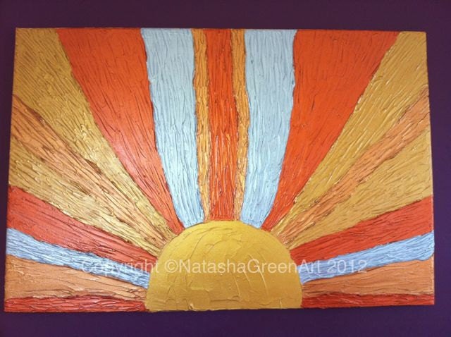 Original impasto acrylic painting of the sun on gallery wrapped canvas Title New Day by NatashaGreenArt.