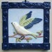 Ceramic Tile -- Handpainted Bird on Vine Art Tile