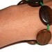 Wood and Green glass seed beaded bracelet ooak