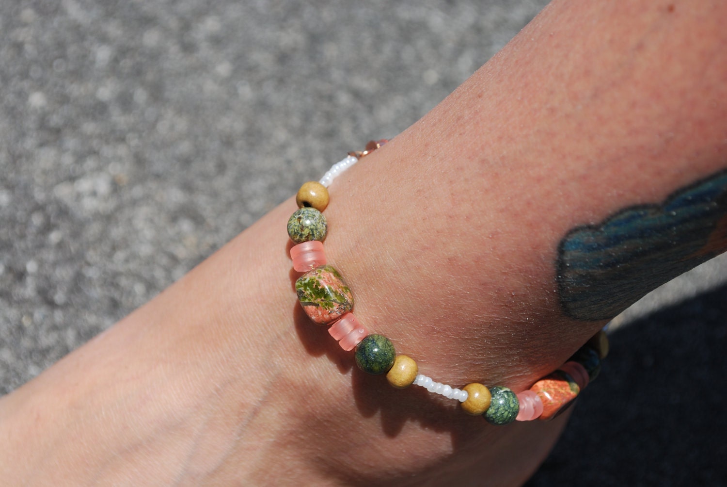 Beaded Anklet in Earth Tones ooak