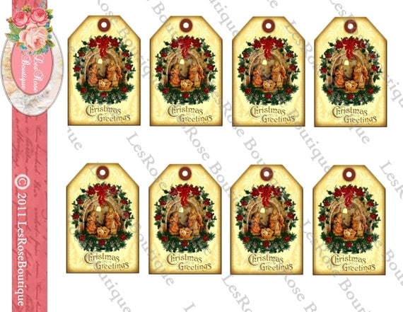 Items Similar To Christmas Gift Tags Nativity Scene Christmas 