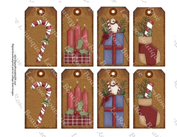 Country Christmas Gift Tags.4 Different by AllDigitalPrintables