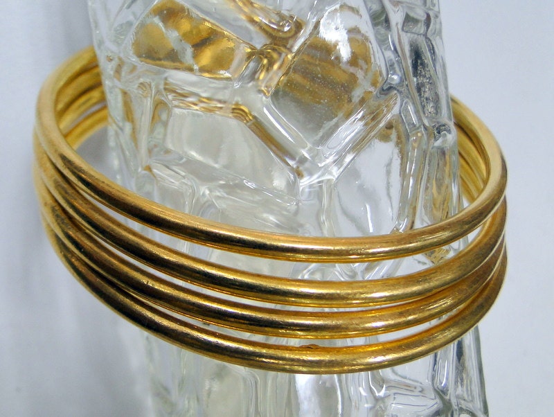 18 karat gold vermeil sterling silver solid bangle bracelet 4 pcs - 7355