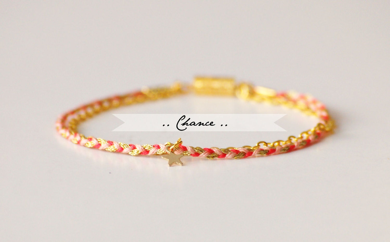 Tiny Star Luck Bracelet - Summer colors and gold filled chain