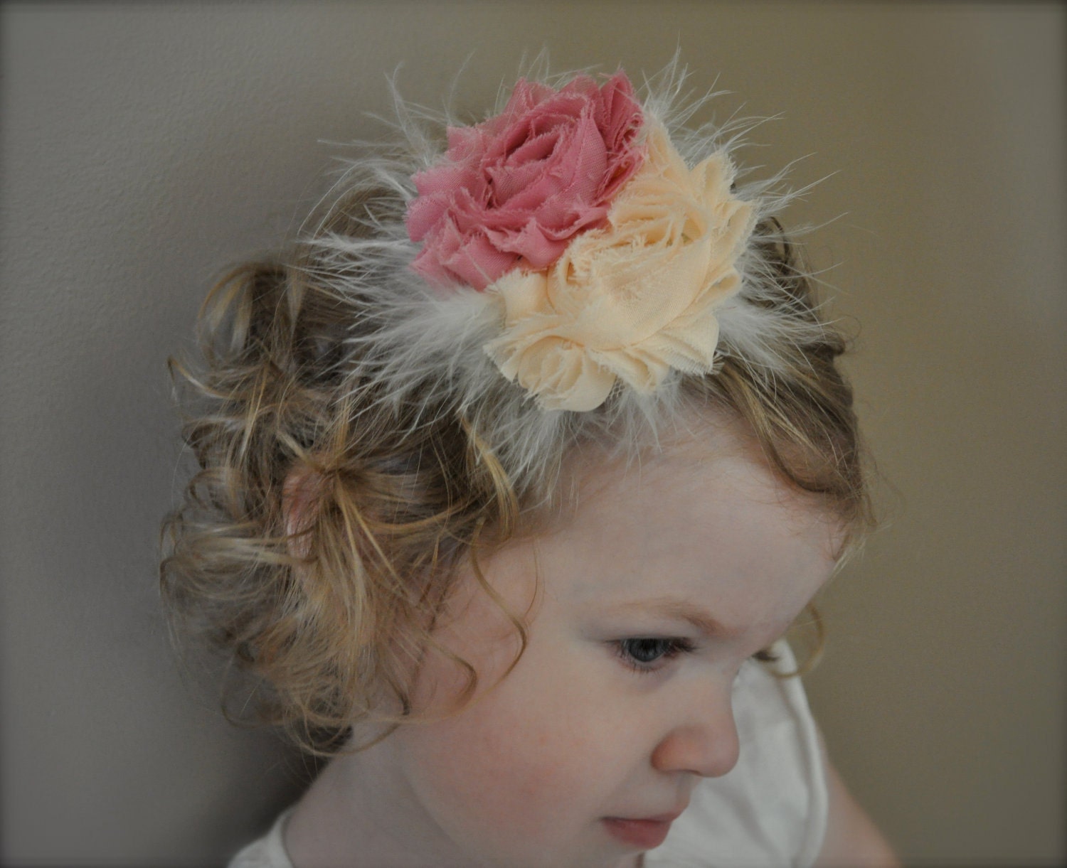 20%OFFORDER.Shabby Bloom Hair Clip.fascinator clip.marabou clip.marabou fascinator.pink fascinator.shabby marabou clip.toddler clip