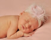 20%OFF.Shabby Flower headband..pink flower headband..infant headband..toddler headband..girl headband..marabou headband