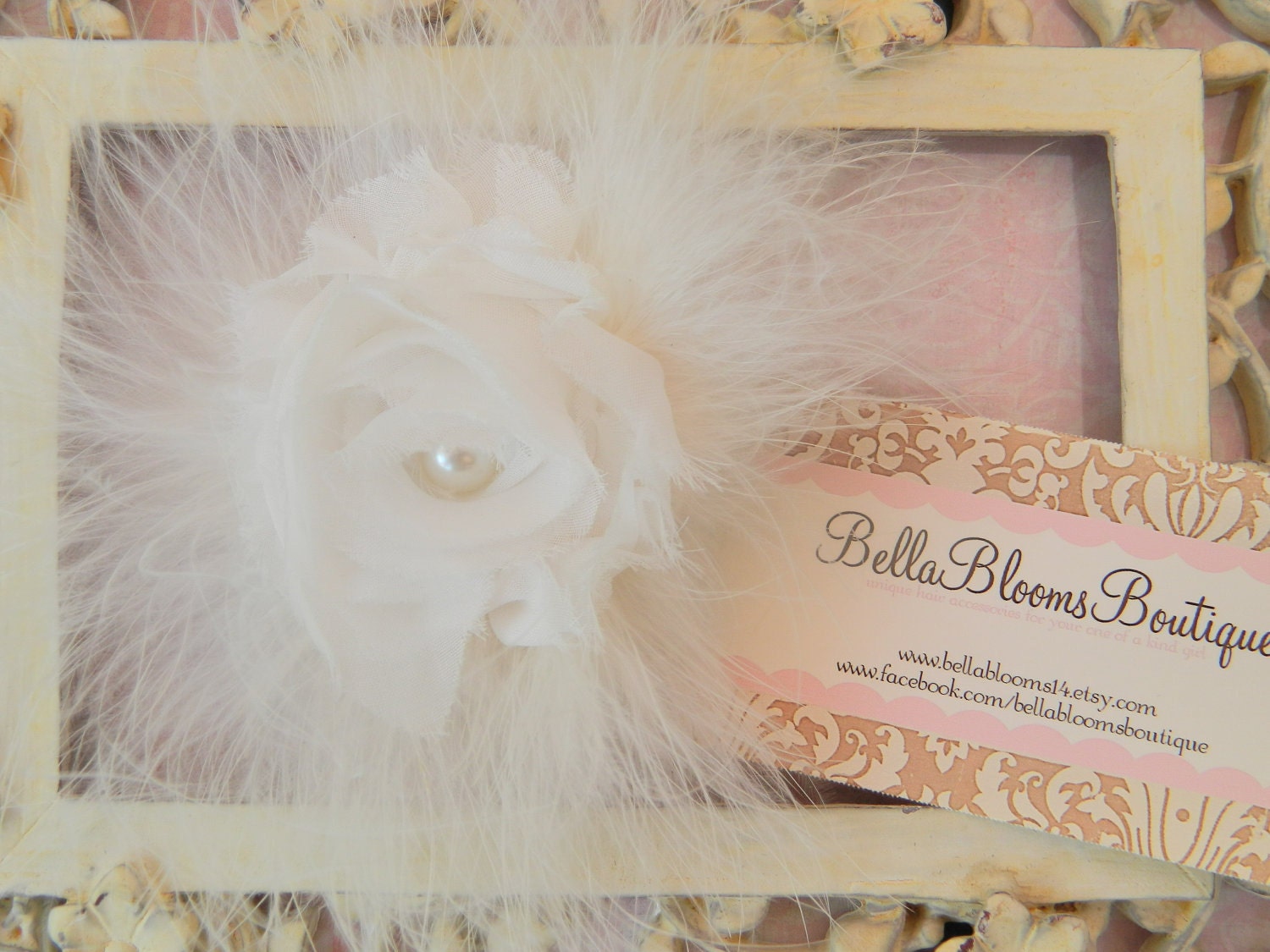 20%OFFENTIREORDER.Shabby Bloom Marabou Hair Clip.IvoryFascinator.Shabby Hair Clip.Marabou Hair Clip.Flower Girl Clip.Ivory marabou headband