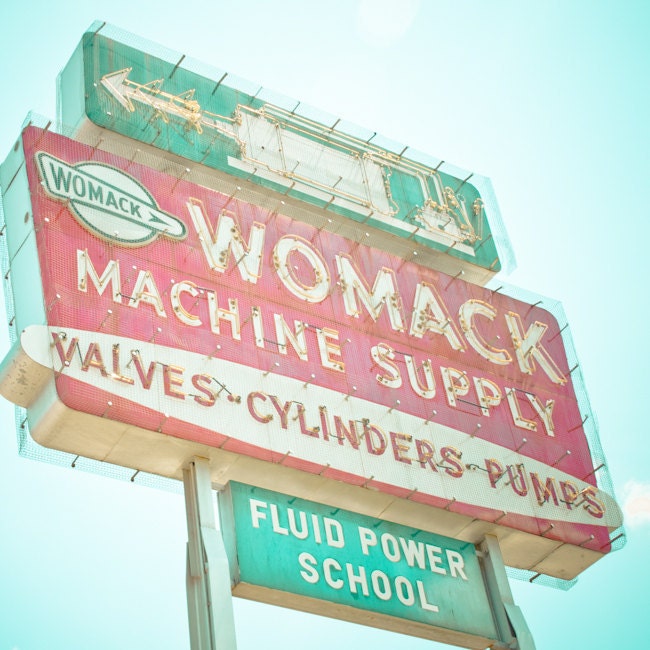 Dallas Texas Neon Sign Vintage Retro Roadside - Fine Art Photograph - Machine Supply - 8x8 Luster Finish