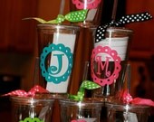 Personalized acrylic cups with monogram or initial in scallop