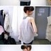 Inverted Cross Printed Sheer Tank Top Occult Shirt Hand Print Geometric Abstraction Crop Top Black and Blue Print Striped Beige Chiffon