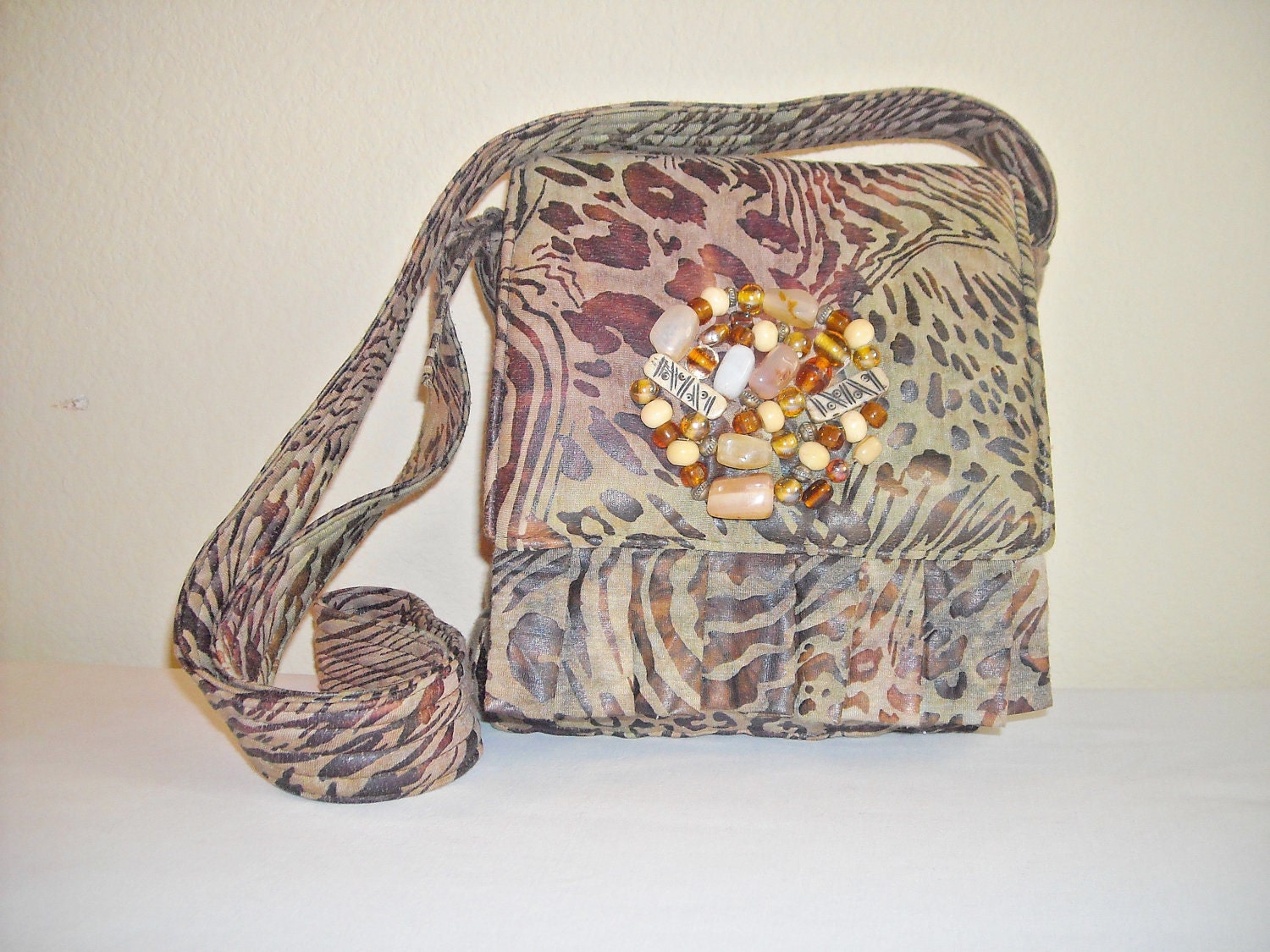 Handmade, Animal Print, Small, Cross Body, Tote Bag, Beaded, Purse