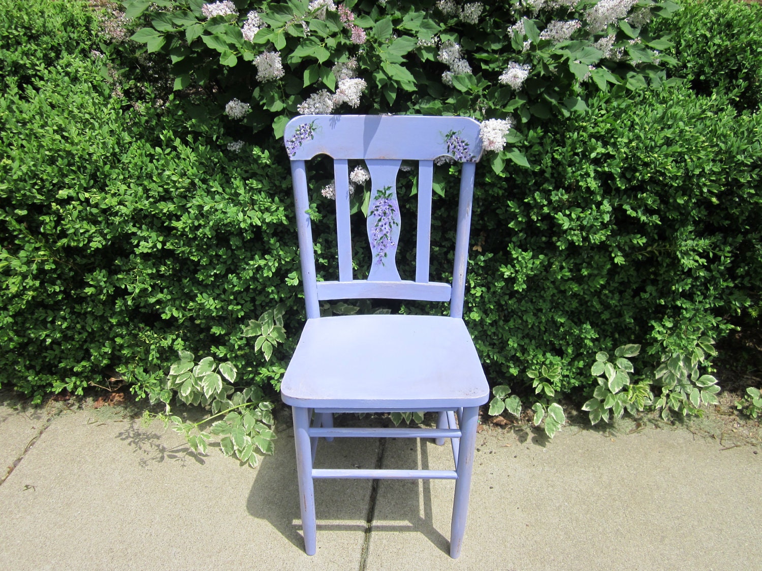Vintage chair Shabby upcycled with hand painted lilacs