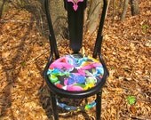 Vintage bentwood chair black with original batik seat cushion
