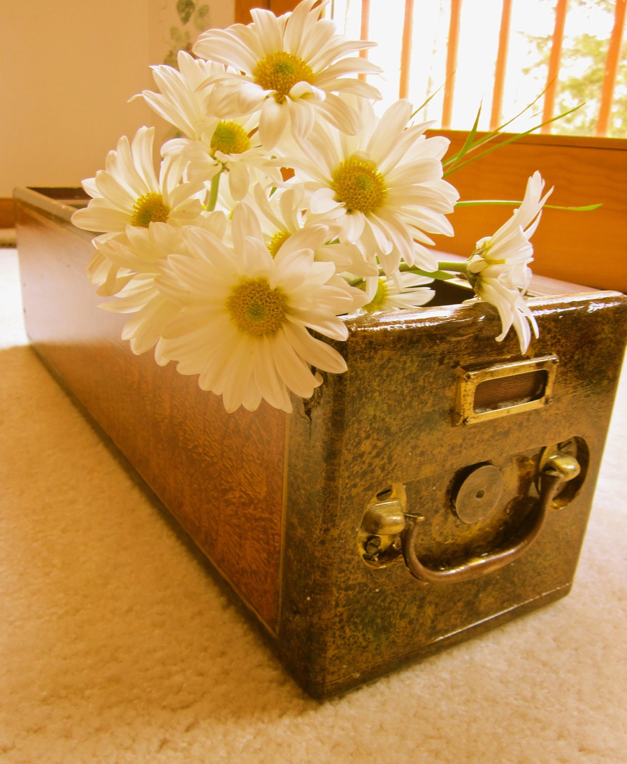 Vintage storage /file box handpainted with vinegar painting
